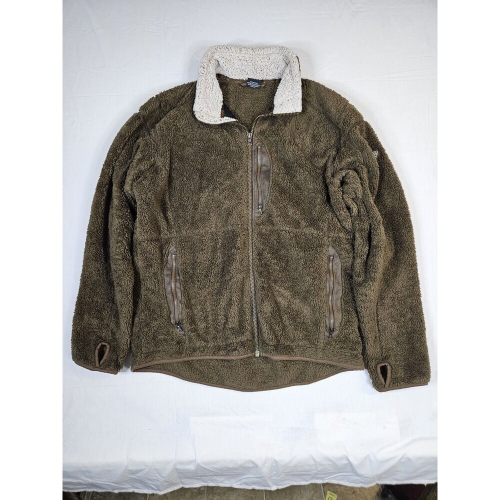 Kuhl Jacket Men's Size Large Brown Deep Pile Sherpa Collar Full Zip Up Fleece L
